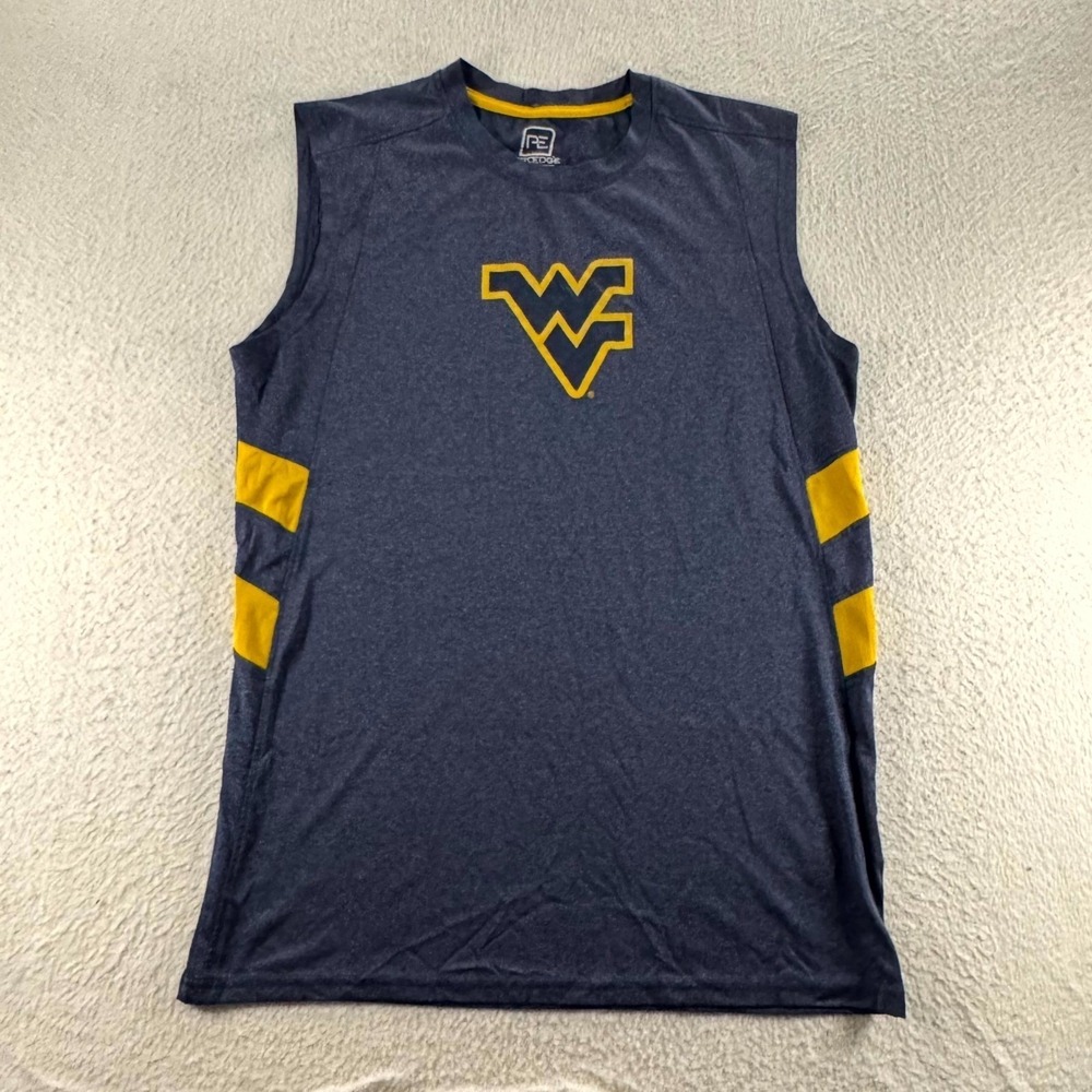 ProEdge West Virginia University Muscle Tee Mens Medium Navy Blue Excellent WVU